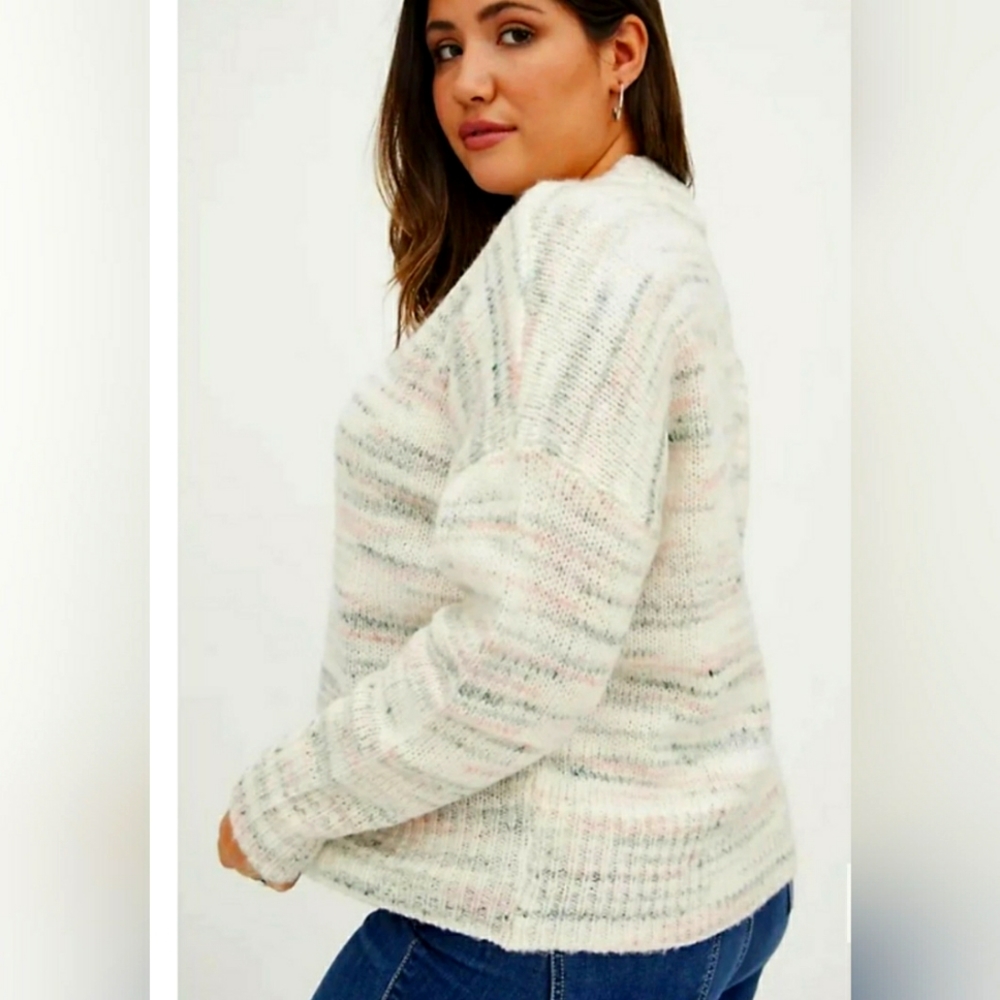 Torrid Pullover Sweater drop shoulder multicolor Fleece Knit size o Large